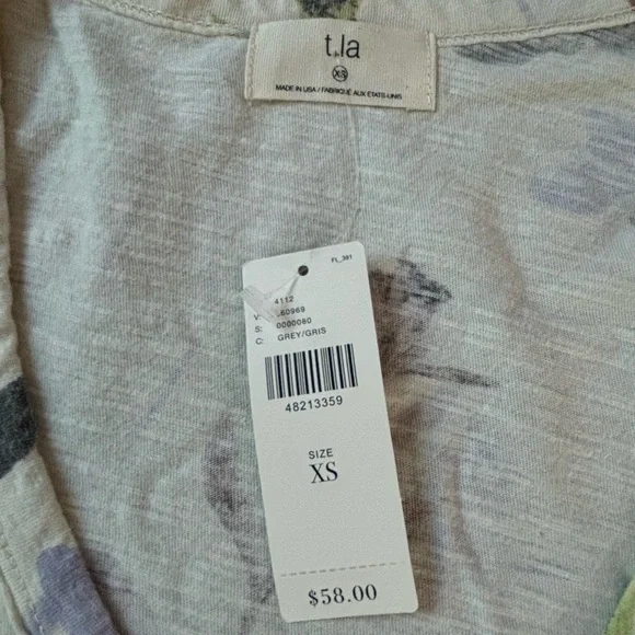 Anthropologie t.la Floral 3/4 sleeve T-shirt (size xs) NWT - Picture 2 of 13